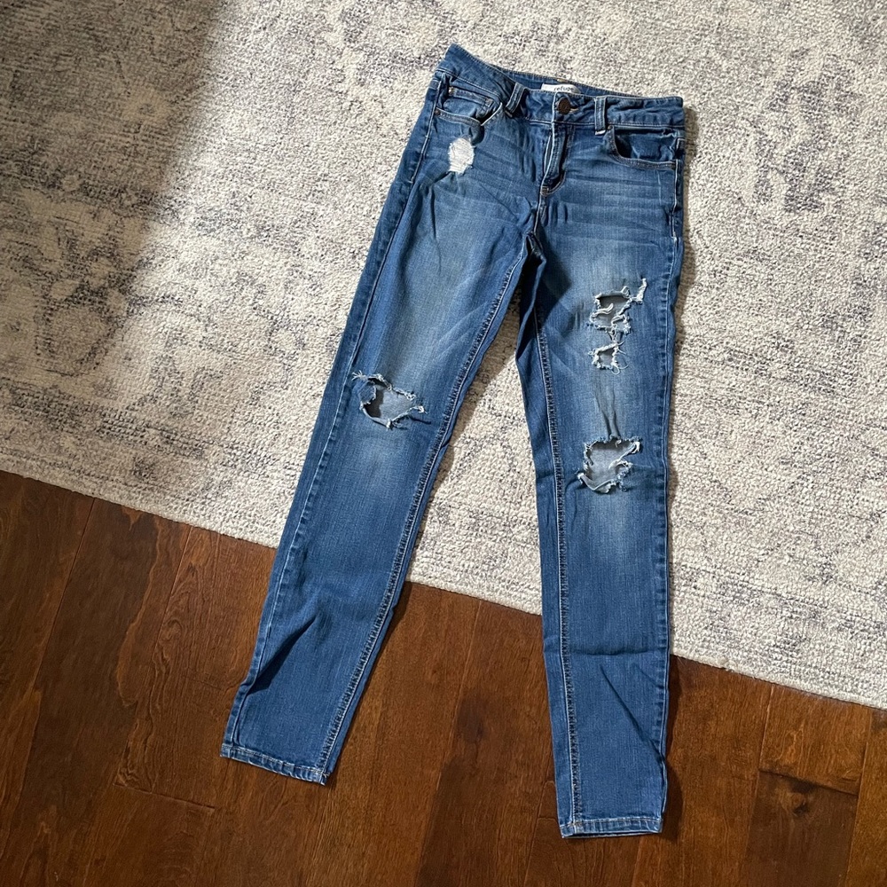 Jeans blue distressed 5 pocket skinny